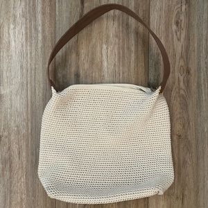 Cream Woven Sak Top-Handle Bag
